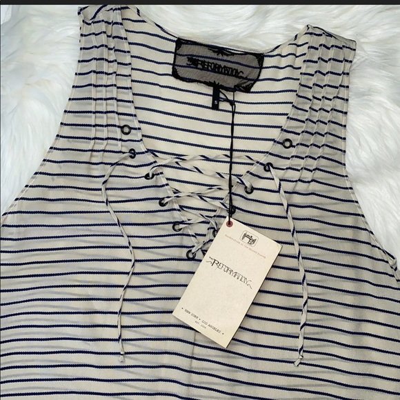 The Reformation 100% Silk Striped Lace Up Blouse - Picture 5 of 8